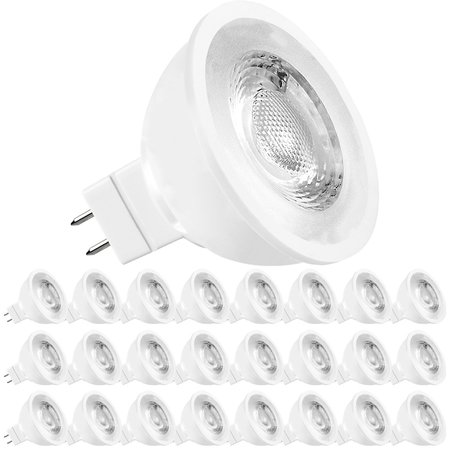 LUXRITE MR16 LED Light Bulbs 6.5W (50W Equivalent) 500LM 4000K Cool White Dimmable GU5.3 Base 24-Pack LR21406-24PK